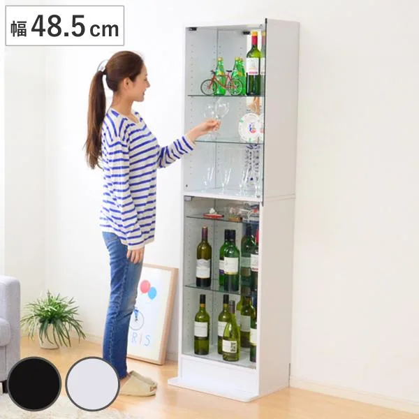 コレクションラック 幅48.5cm 深型 ショーケース ガラス扉 ( ウィスキー棚 コレクションケース ガラス製 ガラスケース キャビネット )