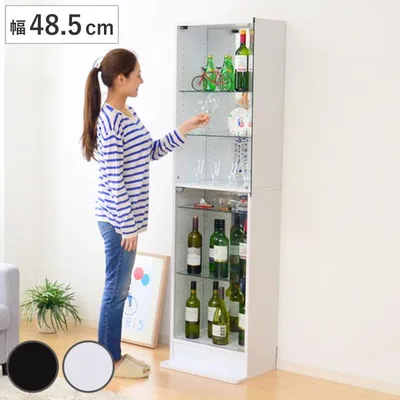 コレクションラック 幅48.5cm 深型 ショーケース ガラス扉 ( ウィスキー棚 コレクションケース ガラス製 ガラスケース キャビネット )