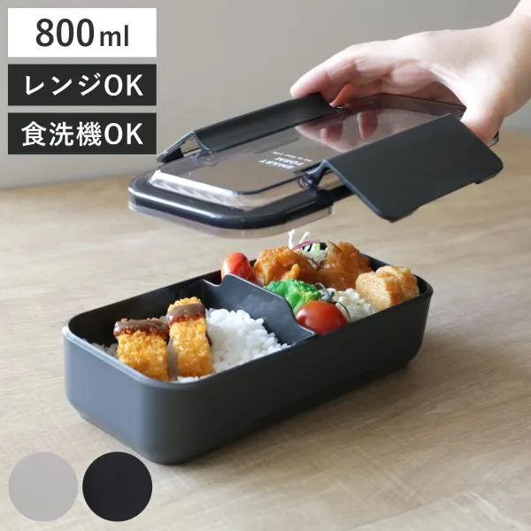 弁当箱 800ml 1段 イージーケアランチボックススリム1段800 ( お弁当箱 ランチボックス 食洗機対応 レンジ対応 パッキン一体型 大容量 男子 メンズ )