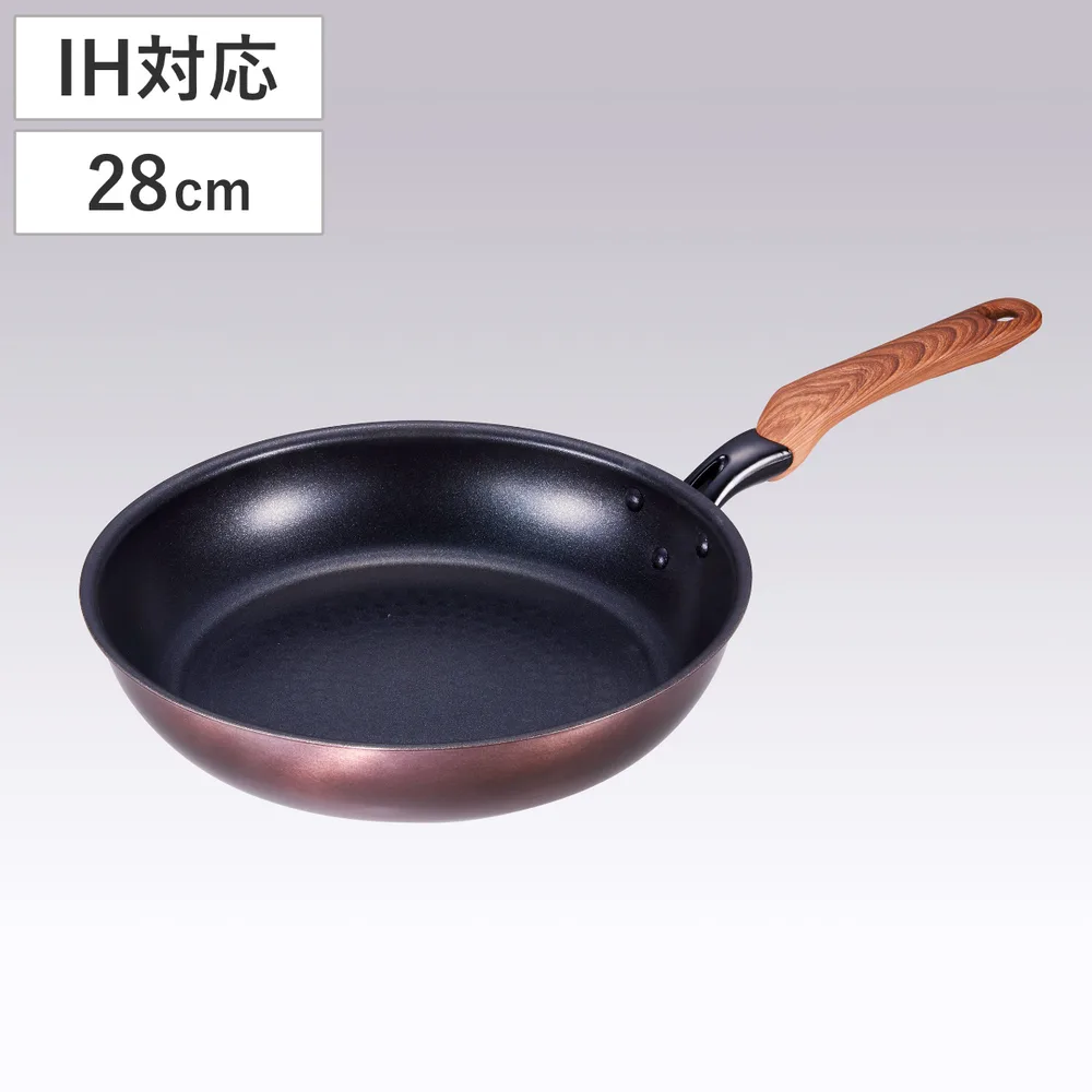 フライパン 28cm IH対応 和楽亭 絢 日本製 ( ガス火対応 オール熱源対応 ふっ素加工 フッ素加工 軽い )