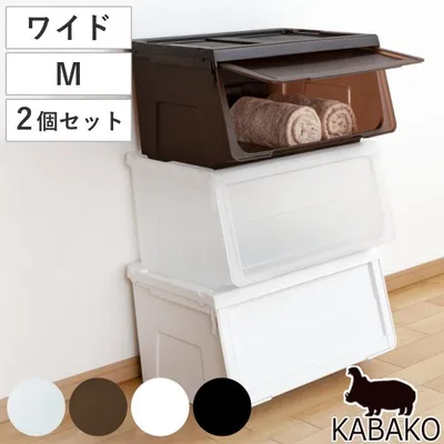 収納ボックス 前開き 幅60×奥行42×高さ31cm KABAKO カバコ ワイド M 同色2個セット ( 収納ケース 日本製 収納 衣装ケース おもちゃ箱 クローゼット収納 )