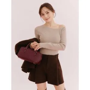 アニュアンス anuans シルクカシミヤブレンドフィットリブアシンメトリーニット (BEIGE)