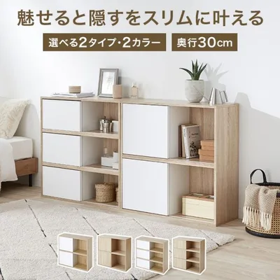 収納棚 収納 おしゃれ カラーボックス 扉付き キャビネット スリム 2段 A4 オープンラック 本棚 棚 扉付棚 シェルフ リビング 推し活 推しカツ 推し活収納
