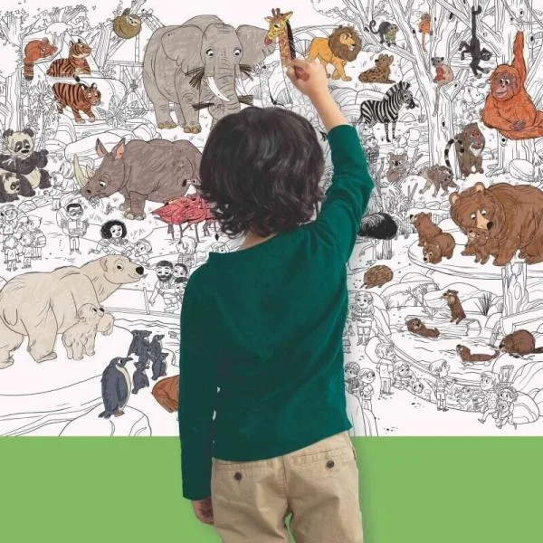 大きな塗り絵 カラーリングボスター ZOO 動物 ぬりえ 112×84cm クロコダイルクリーク イベント パーティー Crocodile Creek