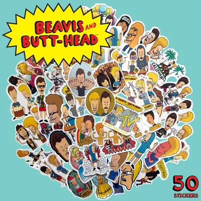 ビーバス&バットヘッド ステッカー 50枚セット PVC 防水 シール BEAVIS AND BUTT-HEAD アニメ キャラクター グッズ