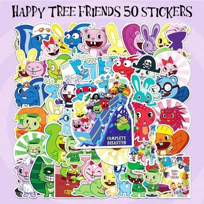 Happy Tree Friends ステッカー 50枚セット PVC 防水 シール ハッピーツリーフレンズ HTF ハピツリ アニメ ホラー キャラクター グッズ