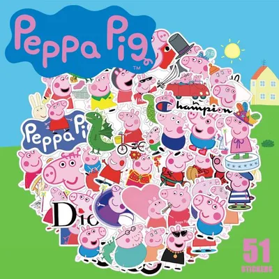 ペッパピッグ ステッカー 51枚セット PVC 防水 シール 大量 Peppa Pig アニメ キャラクター グッズ ぶた ブタ 子供 幼児 英語学習