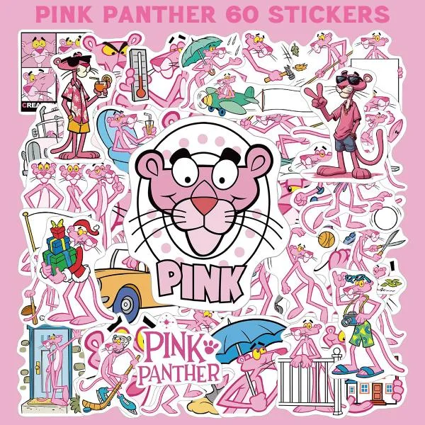 ピンクパンサー ステッカー 60枚セット PVC 防水 シール 大量 Pink Panther アニメ キャラクター グッズ コメディ 映画