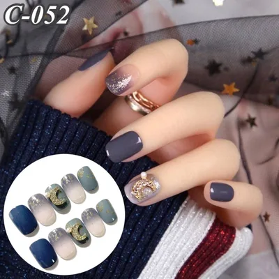 ネイルチップ ショート かわいい 日常 セーラームーン 成人式 かっこいい ネイビー 韓国 月 パール 可愛い ラウンド 紺 青 振袖 短め 短い 和柄 和装 秋 付け爪