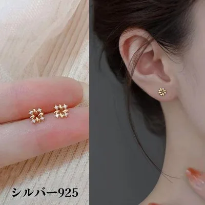 ピアス 18金 アレルギー対応 シンプル つけっぱなし レディース シルバー925 小ぶり