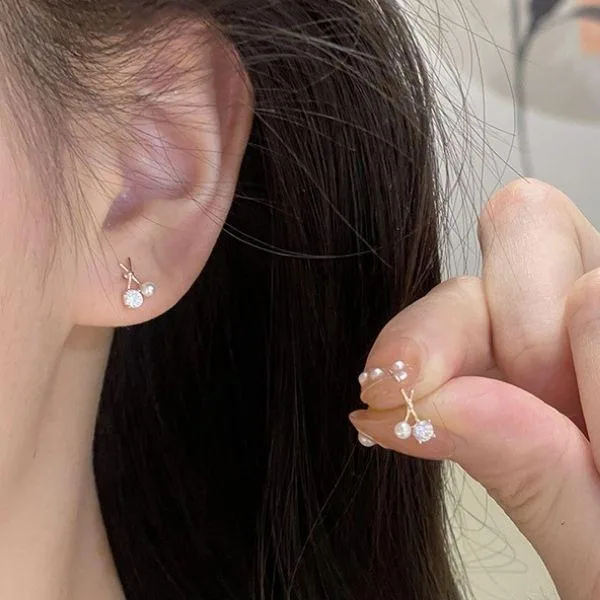 ピアス 18金 アレルギー対応 シンプル つけっぱなし パール カラーストーン レディース 小ぶり