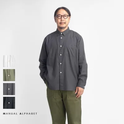 マニュアルアルファベット MANUAL ALPHABET 綿ビエラ ルーズフィット レギュラーカラーシャツ 日本製 メンズ