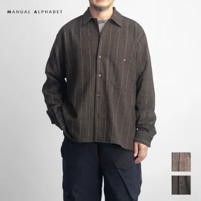 マニュアルアルファベット MANUAL ALPHABET コットンツイードチェックシャツ 日本製 メンズ