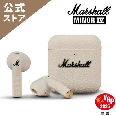 Marshall マーシャル 完全ワイヤレスイヤホン MINOR4CREAM クリーム 最大30時間再生/通話対応/マルチポイント/急速充電/Qi充電/IPX4