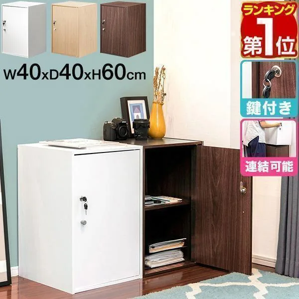 ヤフー1位 書庫 棚 キャビネット 鍵付き 収納ラック 2段 40x40x60cm ロッカー 収納棚 扉付き 鍵付き ファイルラック カラーボックス 送料無料