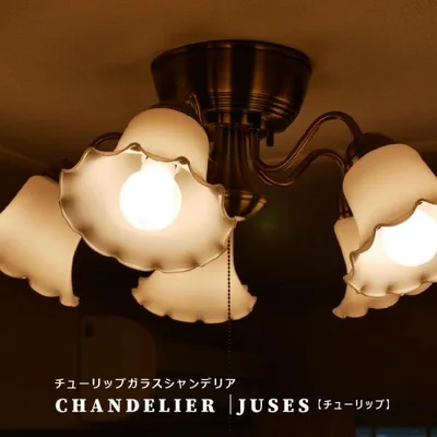 シャンデリア 天井照明 おしゃれ 照明 LED 照明器具 軽量 アンティーク ガラス ヨーロッパ