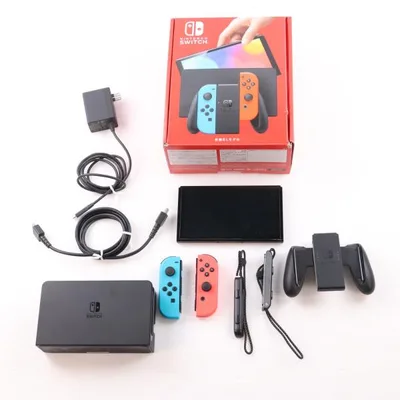 『中古即納』{Switch} (本体) Nintendo Switch(ニンテンドースイッチ) 有機ELモデル Joy-Con(L) ネオンブルー/(R) ネオンレッド 任天堂(HEG-S-KABAA)(20211008)
