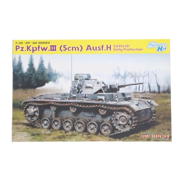 『中古即納』{PTM} '39-'45 SERIES 1/35 WW.II ドイツ軍 Sd.Kfz.141 III号戦車H型(5cm砲搭載) 初期型 プラモデル(CH6641) サイバーホビー(20130814)
