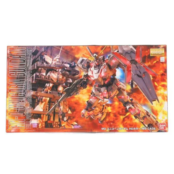 『中古即納』{PTM} MG 1/100 RX-0 ユニコーンガンダム HDカラー+MS CAGE 機動戦士ガンダムUC(ユニコーン) プラモデル(0162052) バンダイ(20100312)