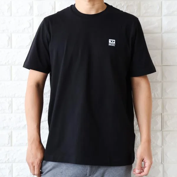 【並行輸入品】ディーゼル Tシャツ メンズ ブラック ホワイト DIESEL モノトーン ロゴパッチ シンプル A21759 RAAXJ