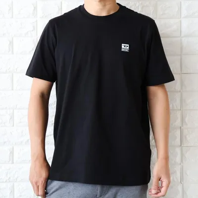 【並行輸入品】ディーゼル Tシャツ メンズ ブラック ホワイト DIESEL モノトーン ロゴパッチ シンプル A21759 RAAXJ