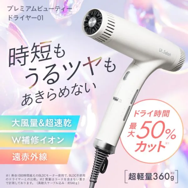 Ur.Salon ヘアドライヤー 大風量 速乾 ダブルリペアイオン 折り畳み式 爆買