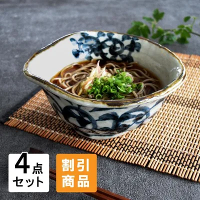 食器 セット 和食器 おしゃれ ラーメン どんぶり 割引 手書きたこ唐草豪快丼4点セット 新生活 引っ越し 美濃焼 土物 ラーメン鉢 焼き物皿