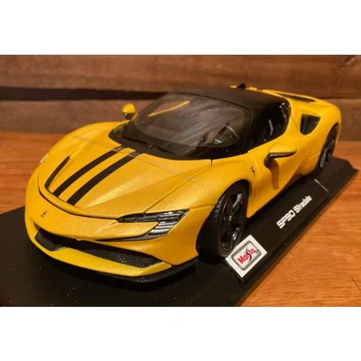 ミニカー Ferrari SF90 Stradale Yellow 1/18 MAISTO フェラーリ ストラダーレ クーペ マイスト イタリア車 ハイブリッド スーパーカー インテリア プレゼント