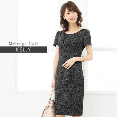 ワンピース レディース 半袖 夏 ケリーYライン メランジェノワール opj9-040002 きれいめ 40代 50代 60代 上品 大きいサイズ 膝丈 春秋冬