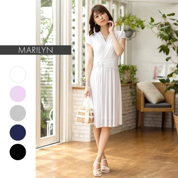 One Piece Marilyn Ring Plain opl4-040001 Beautiful Women's Short Sleeve Summer 30s 40s 50s 60s Thin Elegant Large Size Knee Length Spring Autumn