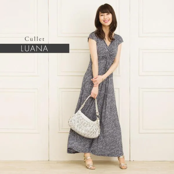 マキシワンピース レディース 半袖 夏 ルアナ Yライン カレット opm7-090015 きれいめ 30代 40代 50代 60代 上品 大きいサイズ マキシ丈 一分袖 春秋 夏