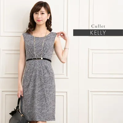ワンピース レディース ノースリーブ 春夏秋 ケリー Xライン カレット モノトーン opr6-080004 きれいめ 30代 40代 50代 60代 上品 大きいサイズ 膝丈
