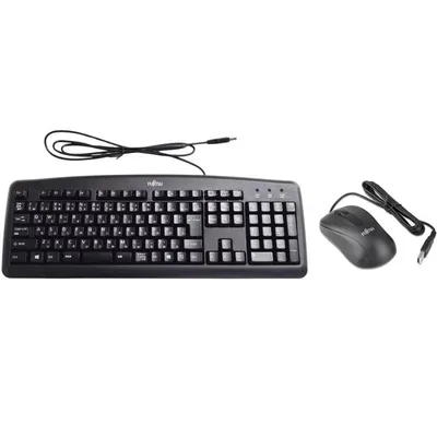 富士通純正 USBキーボードとUSB光学式マウスセット KU-0325 OADG 109Aキー 有線 スタンド 黒 英語/日本語配列 Keyboard 純正FUJITSU USB光学式マウス M520