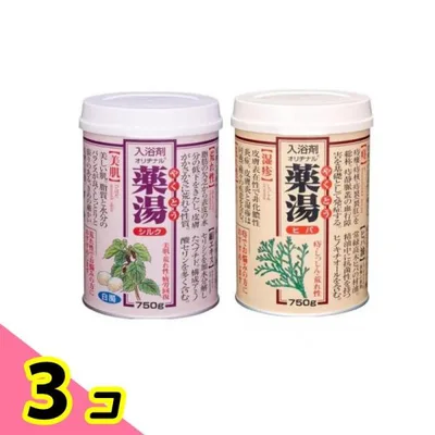 入浴剤 オリヂナル薬湯 シルク 缶入 750g (&ヒバ 缶入 750g) 3個セット