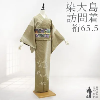 染大島 訪問着 本場大島紬 袷 着物 未使用 正絹 手染め 利休茶色 蔦 新古品 仕立て上がり 身丈162.5 裄丈65.5 Mサイズ みやがわ sb18370