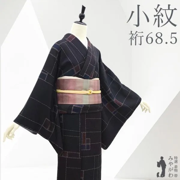 小紋 着物 未使用 正絹 袷 丹後ちりめん ぼかし染 スクエア カジュアル 新古品 仕立て上がり 身丈165 裄丈68.5 Lサイズ みやがわ sb18429