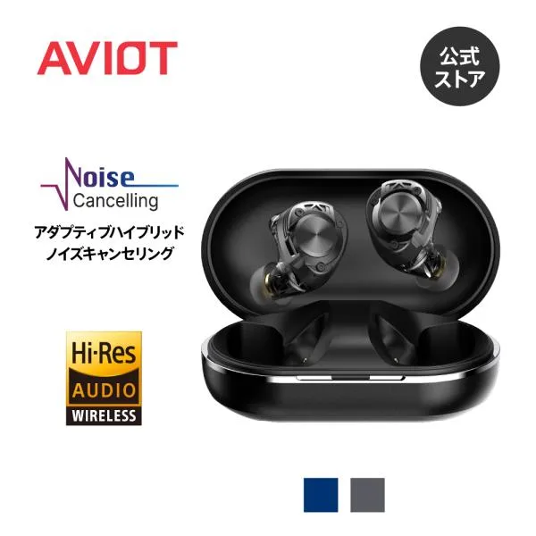 AVIOT TE-W2 ワイヤレスイヤホン アダプティブハイブリッドノイズキャンセリング 3Dスペーシアルオーディオ LDAC ハイレゾ マルチポイント 最大52時間再生 防水