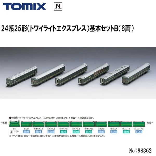 予約 2026年12月予定 No:98362 TOMIX 24系25形(トワイライトエクスプレス)基本セットB(6両) 鉄道模型 Nゲージ TOMIX トミックス