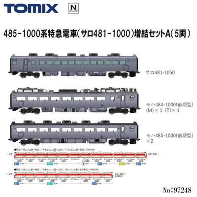 予約 2027年3月予定 No:97248 TOMIX 485-1000系特急電車(サロ481-1050)増結セットB(5両) 鉄道模型 Nゲージ TOMIX トミックス