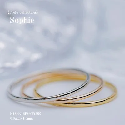 指輪 レディース K18 K18PG Pt900 甲丸リング 0.8mm・1mm幅 0〜20号 華奢 ピンキーリング 重ね付け Sophie ソフィー
