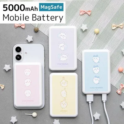 モバイルバッテリー 軽量 iPhone android 5000mAh ちいかわ MagSafe ワイヤレス マグネット 充電器 携帯充電器 スマホ充電器 薄型 小型 ck-78