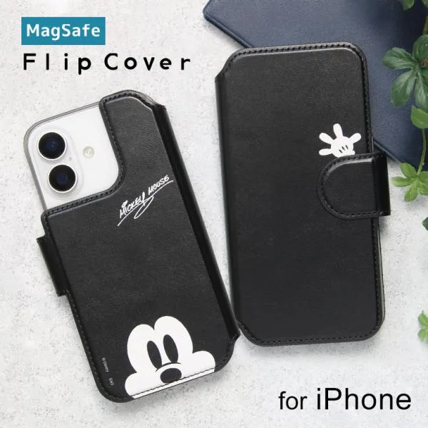 ディズニー ミッキーマウス iPhone17 16 15 14 13 12 ケース MagSafe対応 手帳型 スマホケース カード収納 dng-338mk