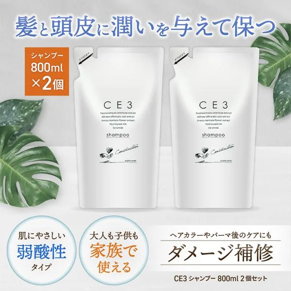 CE3 シャンプー 800ml 2個セット 詰め替え 弱酸性 サロン専売 ノンシリコン リフィル レフィル ダメージケア