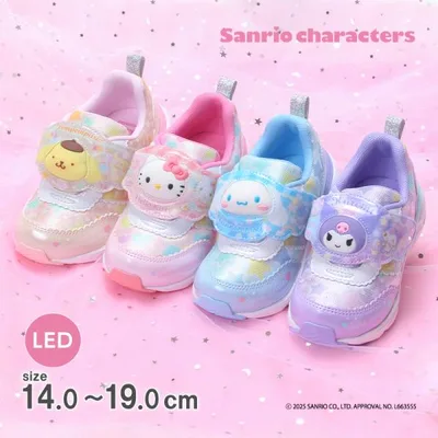 サンリオ ハローキティ シナモロール クロミ ポムポムプリン スニーカー 子供靴 光る キッズ シューズ 女の子 靴 Sanrio SA C040LE moonstar ムーンスター 百選