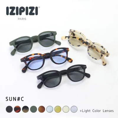 イジピジ IZIPIZI UVカットサングラス#C SUN (+0) カラーレンズ ウェリントン レトロスクエア レディース 男女兼用 紫外線カット 2026春夏