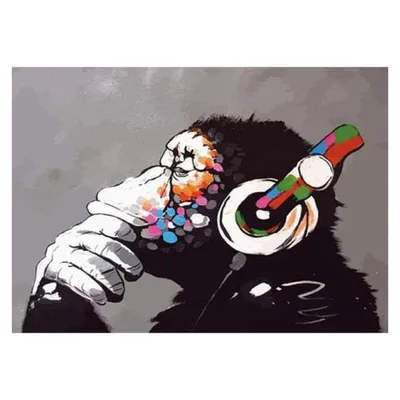 Banksy バンクシー モンキーヘッドフォン 猿 ポスター 選べる2サイズ インテリア 人気アートポスター