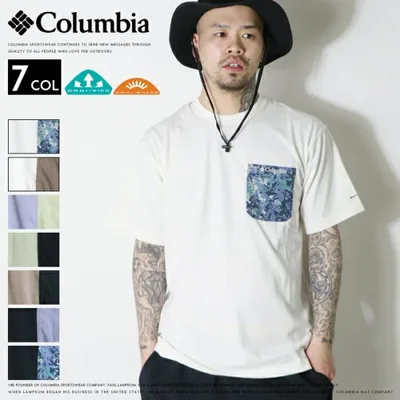 コロンビア tシャツ 半袖 プリント ポケット 吸湿速乾性 UVカット 紫外線カット オムニウィック メンズ 国内正規品 インポート アウトドアブランド PG1804