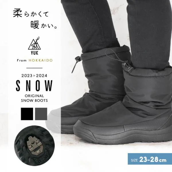 スノーブーツ 防水YUK メンズ 滑らない スパイク付き レディース 23 24 25 26 27 28 冬靴 防水 防滑 雪道 黒 ブーツ ジュニア 耐水圧5000mm 北海道