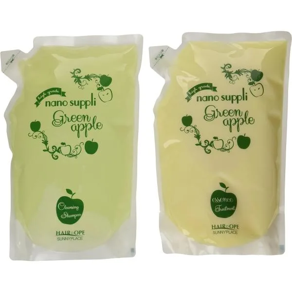サニープレイス ナノサプリ クレンジングシャンプー & エッセンスコンデ グリーンアップル 800ml 詰替え レフィル セット