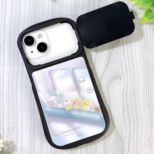 すみっコぐらし iPhone15 15pro 対応 ハイブリットガラスケース すみっコドローイング でんしゃ iPhone15ケース iPhone15proケース カメラ保護ケース